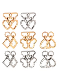 KASTWAVE 16PCS Metal Heart Keychain Swivel Lobster Clasp Snap Hook Hanging Buckle Keyring Clip with Flower Rhombus Shape  - Image 1