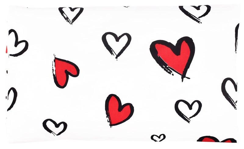 J-pinno Red Heart Cute Girls Cartoon Duvet Cover + Pillowcase Set, Zipper Closure, 100% Cotton, for Kids Crib Toddler Bedding Decoration Gift (Love, Crib 47" X 59") - Image 5