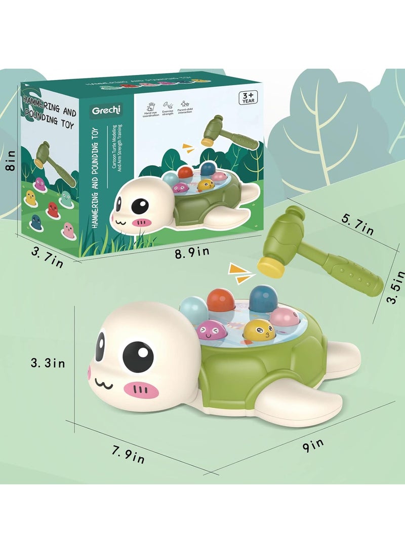 Cartoon Turtle Shaped Mold Figure, Wak-A-Mole Arm Strength Training Toy by Grishi (Green)