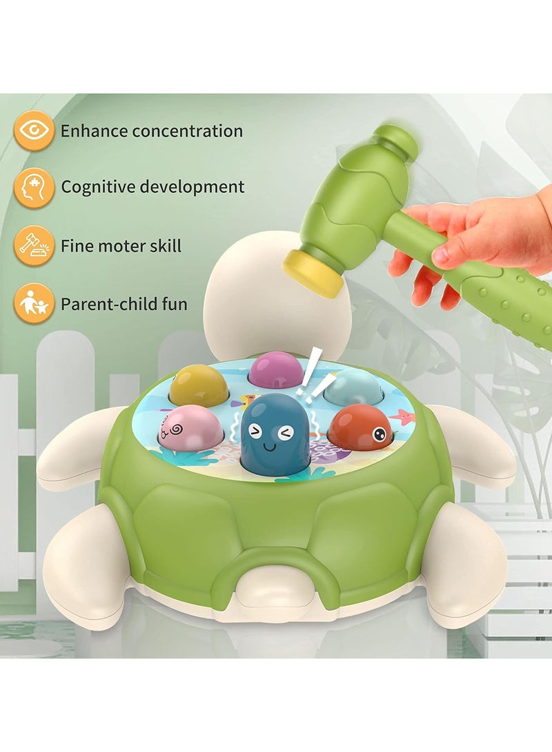 Cartoon Turtle Shaped Mold Figure, Wak-A-Mole Arm Strength Training Toy by Grishi (Green)