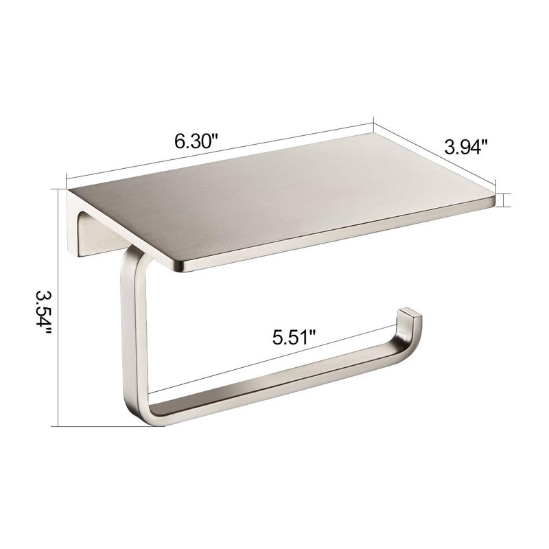 LANGPAI Toilet Paper Holder for Bathroom Solid Brass and Superior Hotel Style Tissue Roll Holder with Cell Phone Storage Nickel Finish - Image 5