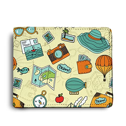 ShopMantra Unisex Wallet | Durable Faux Leather | Travel Fun Adventure Print | Bi-Fold Wallet for Teens - Image 1