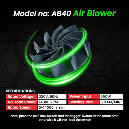 AEGON V700 700W Heavy Duty Electric Air Blower with Nozzle | Variable 6-Speed Motor, 16000 RPM | 4.5 m³/min High Airflow | Copper Motor | Dust Cleaner for Home, Car, Garden, Office (Green) - Image 3