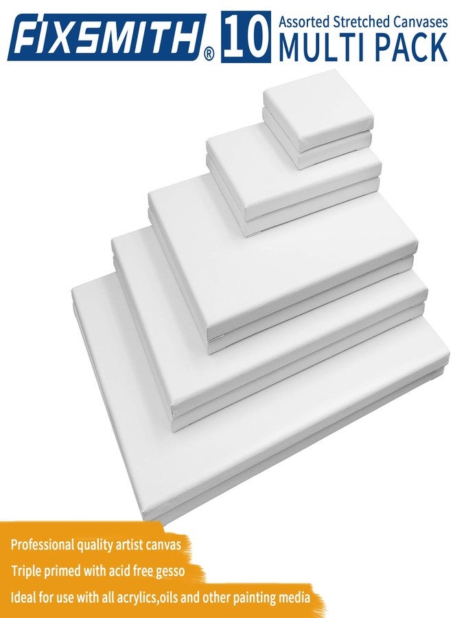FIXSMITH قماش فيكس سميث المشدود للرسم - عبوة من 10 قطع بأحجام متعددة 4x4، 5x7، 8x10، 9x12، 11x14 (قطعتان من كل حجم)، 100% قطن، مُجهز، مناسب للأكريليك والزيت وغيرها من الوسائط الفنية الرطبة أو الجافة، للفنانين والأطفال والمبتدئين وغيرهم. - Image 3