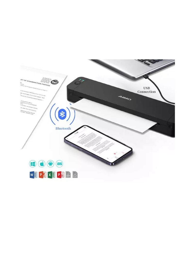 AIMO Portable Thermal Printer A4 size, AIMO M08F Supports 8.26"x11.69" A4 Thermal Paper, Wireless Mobile Travel Printers for Car & Office, Bluetooth Printer Compatible with Phone & Laptop - Image 2
