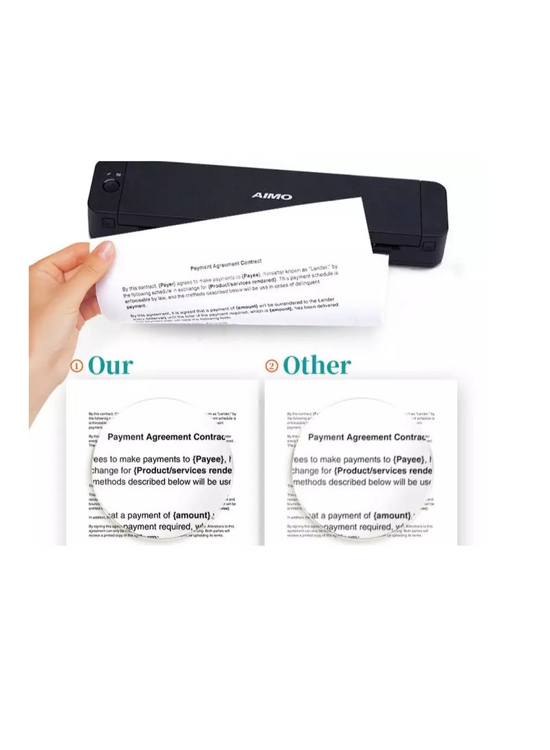 AIMO Portable Thermal Printer A4 size, AIMO M08F Supports 8.26"x11.69" A4 Thermal Paper, Wireless Mobile Travel Printers for Car & Office, Bluetooth Printer Compatible with Phone & Laptop - Image 3