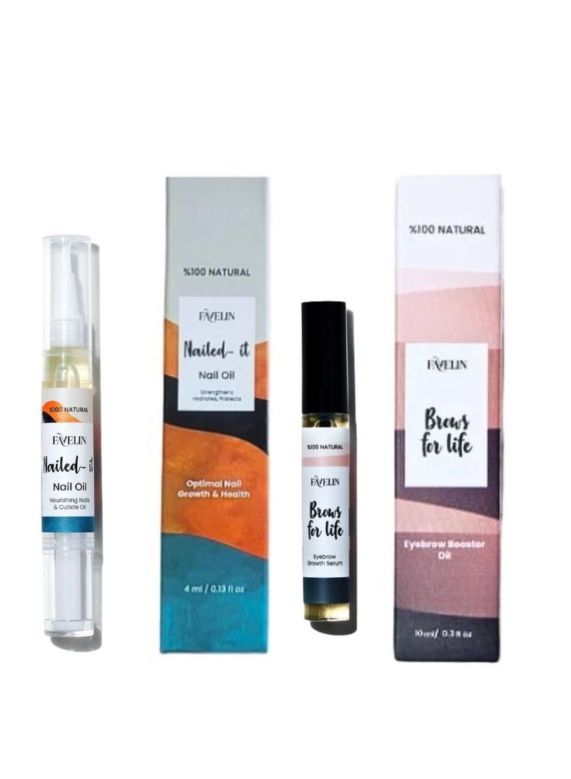 ڤاڨلين زيت طبيعي للأظافر (4 مل) ومصل لنمو الحواجب (10 مل)