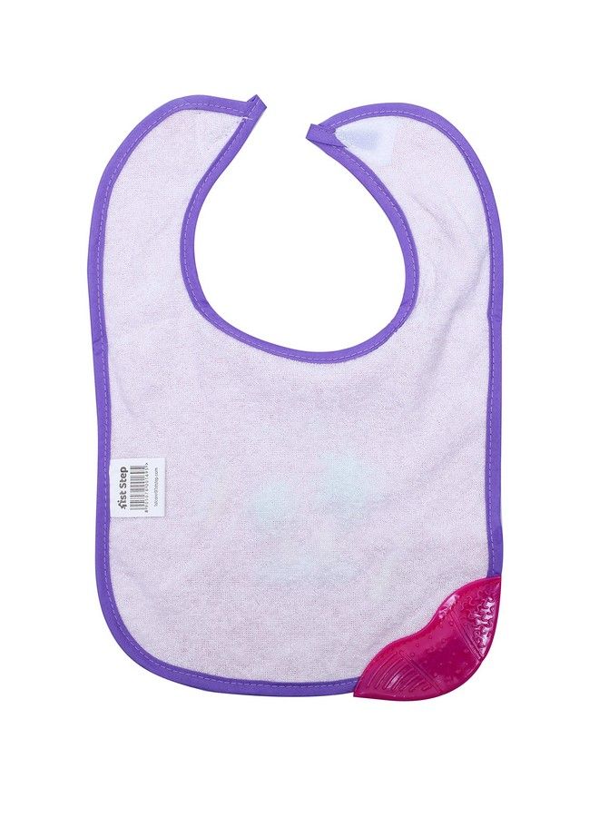 1st Step Newborn Baby Cotton Bib With 3D Patch And Teether (Pink) - Image 4