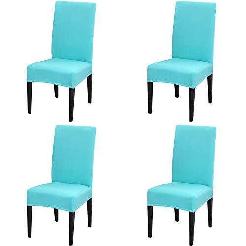 Dimatic 4 Pack Dining Chair Covers, Stretch Spandex Removable Washable Protector Chair Slipcovers for Dining Room Kitchen Hotel (Sky Blue) - Image 1