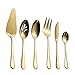 Berglander Stainless Steel Golden Titanium Plated Flatware Serving Set 6 Pieces, 5 Serving Pieces of 45 Pieces Flatware - Image 2