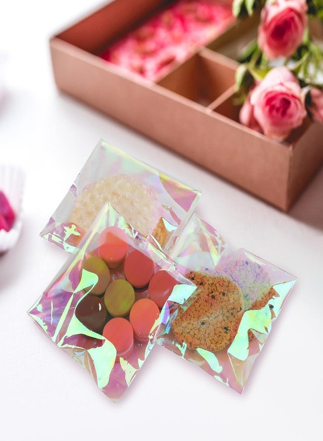 Motroce 200 PCS Self Sealing Cellophane Treat Bags, 4 x 6 Inches Self Adhesive Clear Iridescent Cellophane Bag, Small Resealable Individual Cookie Bags for Packaging Gift Giving, Candy, Pretzels, Treats - Image 5