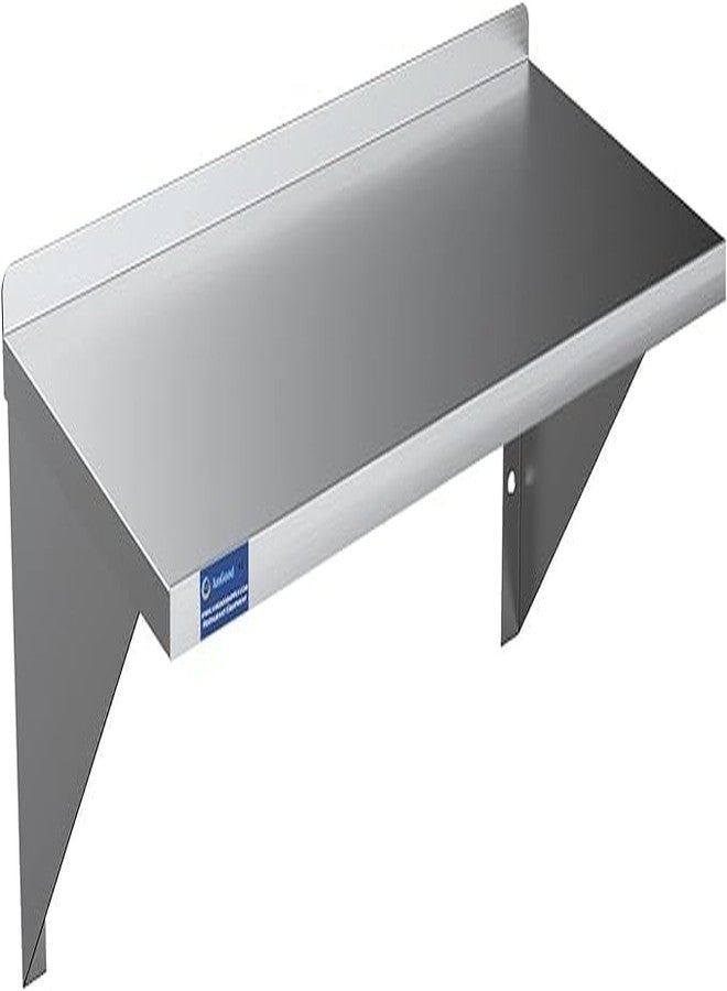 Express KitchQuip Stainless Steel Wall Shelf | Square Edge | Metal Shelving | Heavy Duty | Commercial Grade | Wall Mount | NSF Certified (12” Width x 36” Length) - Image 1