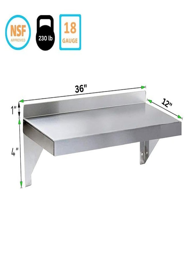 Express KitchQuip Stainless Steel Wall Shelf | Square Edge | Metal Shelving | Heavy Duty | Commercial Grade | Wall Mount | NSF Certified (12” Width x 36” Length) - Image 4