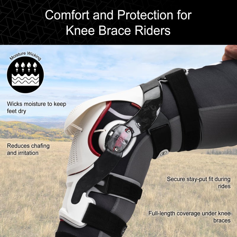 MSR Riding Adventure Socks (US, Numeric, 10, 13, Regular, Extra Tall, Knee Brace Socks, Black/Grey) - Image 2