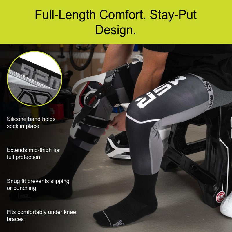 MSR Riding Adventure Socks (US, Numeric, 10, 13, Regular, Extra Tall, Knee Brace Socks, Black/Grey) - Image 3