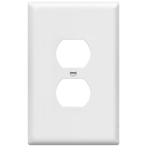 ENERLITES Duplex Receptacle Outlet Wall Plate, Jumbo Outlet Covers, Gloss Finish, Oversized 1-Gang 5.5" x 3.5", Polycarbonate Thermoplastic, 8821O-W, White - Image 1