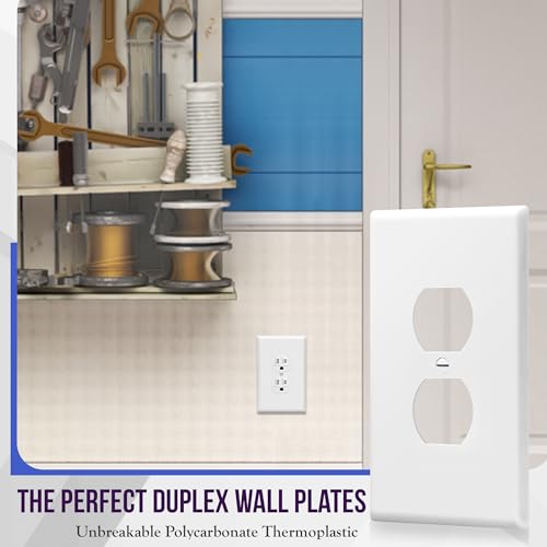 ENERLITES Duplex Receptacle Outlet Wall Plate, Jumbo Outlet Covers, Gloss Finish, Oversized 1-Gang 5.5" x 3.5", Polycarbonate Thermoplastic, 8821O-W, White - Image 3