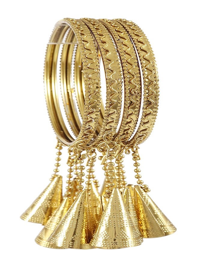 NMII طقم كادا من المعدن غير الثمين NMII، بتصميم منحني وعقدة مزخرفة لامعة، للنساء والفتيات، (ذهبي، 2.4 بوصة)، عبوة من 4 قطع - Image 1