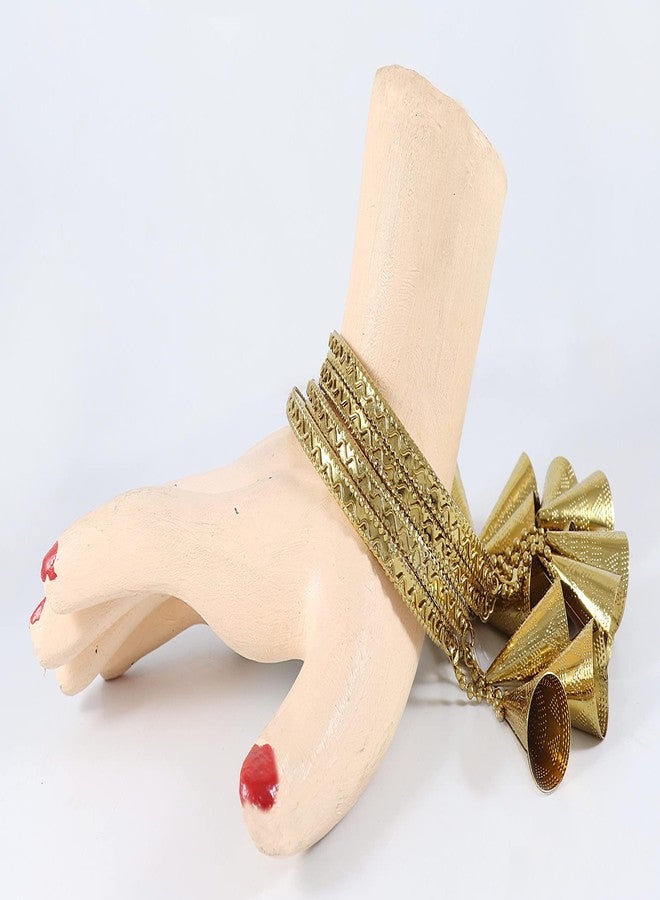 NMII طقم كادا من المعدن غير الثمين NMII، بتصميم منحني وعقدة مزخرفة لامعة، للنساء والفتيات، (ذهبي، 2.4 بوصة)، عبوة من 4 قطع - Image 4