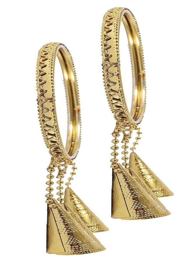 NMII طقم كادا من المعدن غير الثمين NMII، بتصميم منحني وعقدة مزخرفة لامعة، للنساء والفتيات، (ذهبي، 2.4 بوصة)، عبوة من 4 قطع - Image 5