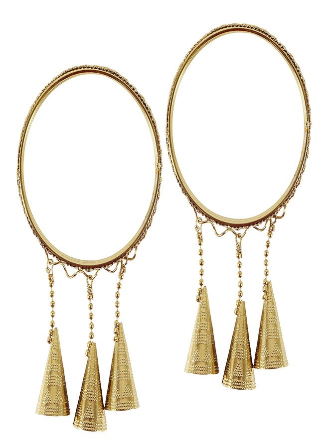 NMII طقم كادا من المعدن غير الثمين NMII، بتصميم منحني وعقدة مزخرفة لامعة، للنساء والفتيات، (ذهبي، 2.4 بوصة)، عبوة من 4 قطع - Image 3