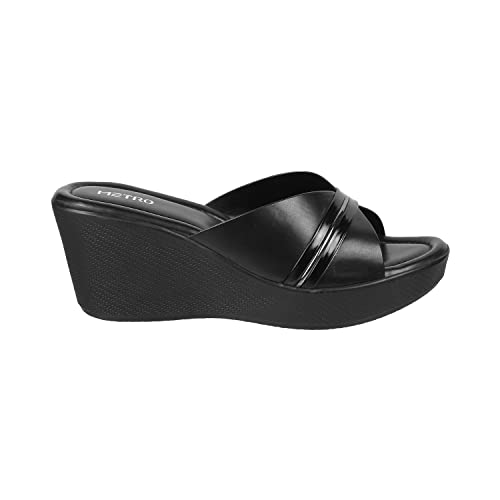 Metro Women Wedge Heel Fashion Slip-on Black UK/4 EU/37 (34-122) - Image 3
