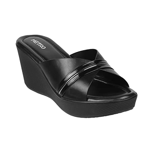 Metro Women Wedge Heel Fashion Slip-on Black UK/4 EU/37 (34-122) - Image 2