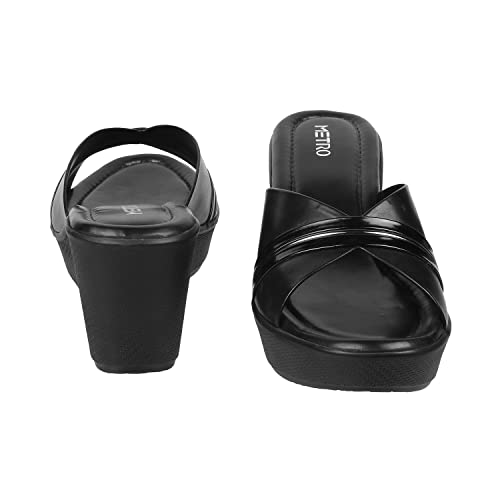 Metro Women Wedge Heel Fashion Slip-on Black UK/4 EU/37 (34-122) - Image 5