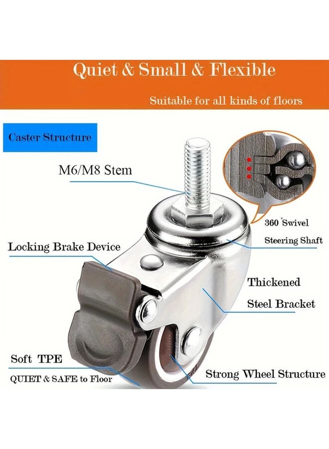 TPR Screw 1 5 Inch Wheel With Two Movable And Two Brakes - Image 5
