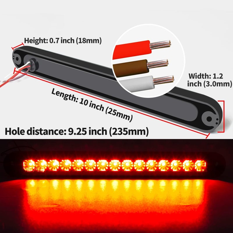 KEING 2 Pack 10" 15 LED Trailer Identification Light - Waterproof LED Stop Turn Tail Light Assembly for Trucks and Trailers (Smoked) - Image 3