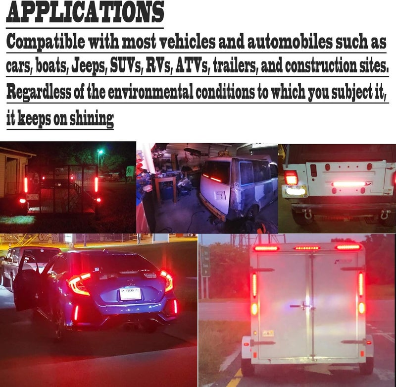 KEING 2 Pack 10" 15 LED Trailer Identification Light - Waterproof LED Stop Turn Tail Light Assembly for Trucks and Trailers (Smoked) - Image 5