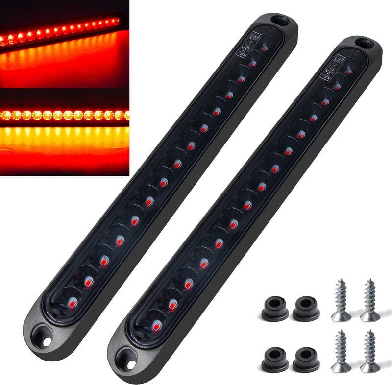 KEING 2 Pack 10" 15 LED Trailer Identification Light - Waterproof LED Stop Turn Tail Light Assembly for Trucks and Trailers (Smoked) - Image 1