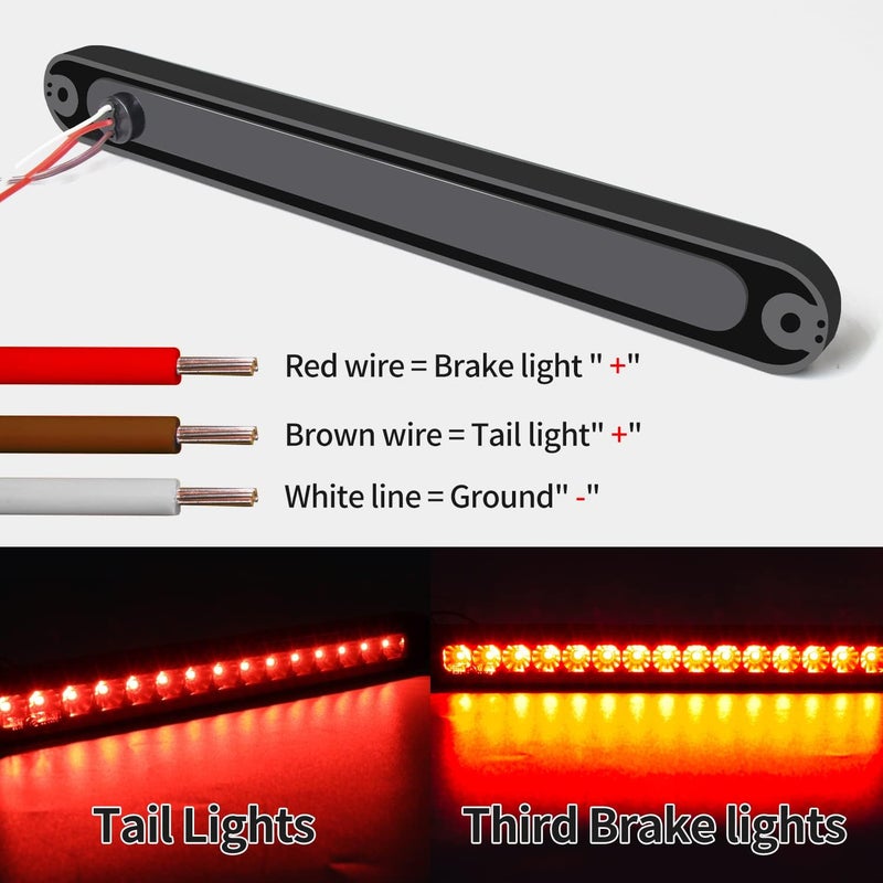 KEING 2 Pack 10" 15 LED Trailer Identification Light - Waterproof LED Stop Turn Tail Light Assembly for Trucks and Trailers (Smoked) - Image 4