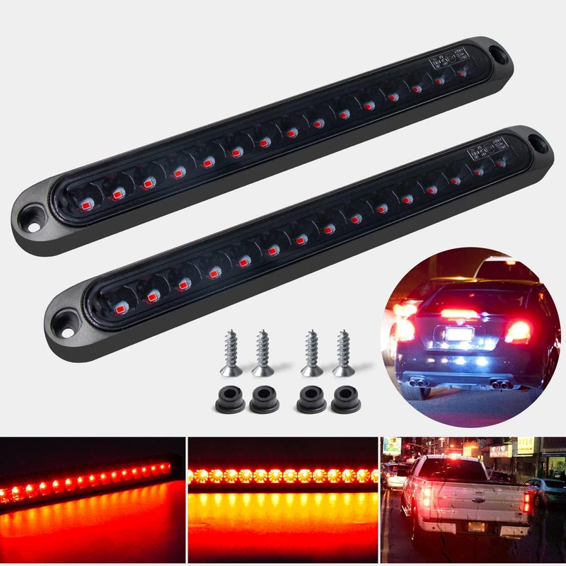 KEING 2 Pack 10" 15 LED Trailer Identification Light - Waterproof LED Stop Turn Tail Light Assembly for Trucks and Trailers (Smoked) - Image 2