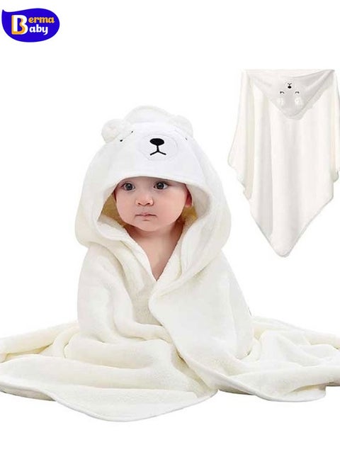 Baby Hooded Towels, Newborn Bathrobe, Newborn Towel Set with Hood, Soft and Super Absorbent Towel for Babies and Children 0-3 Years (White)