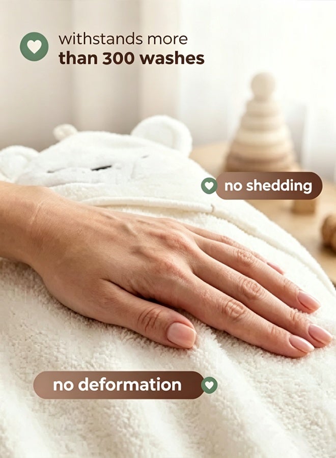 Berma Baby Baby Hooded Towels, Newborn Bathrobe, Newborn Towel Set with Hood, Soft and Super Absorbent Towel for Babies and Children 0-3 Years (White) - Image 4