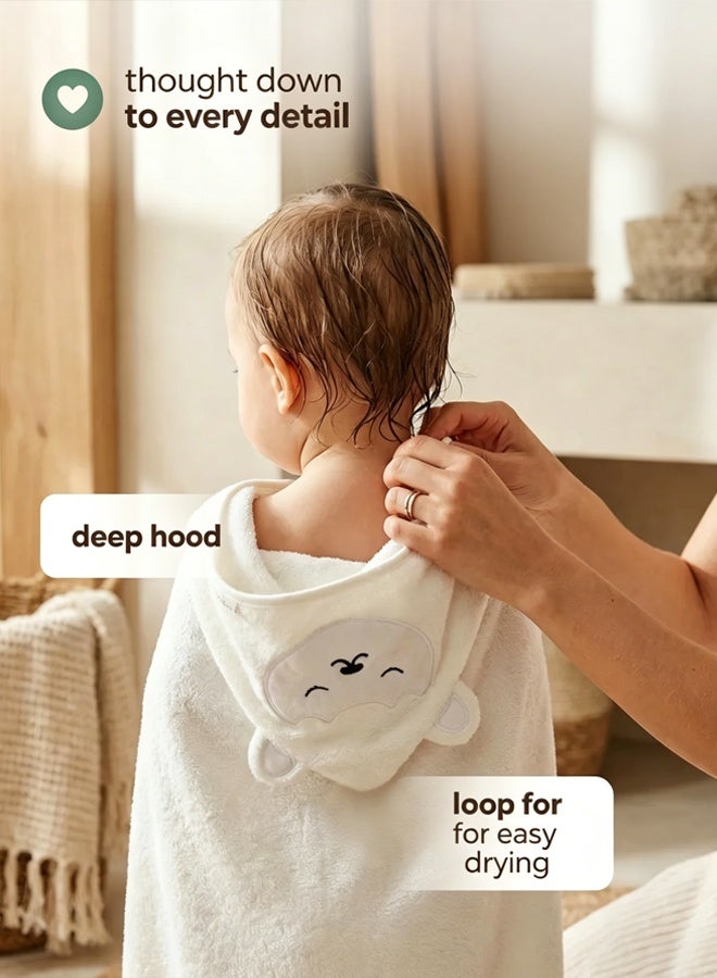 Berma Baby Baby Hooded Towels, Newborn Bathrobe, Newborn Towel Set with Hood, Soft and Super Absorbent Towel for Babies and Children 0-3 Years (White) - Image 5