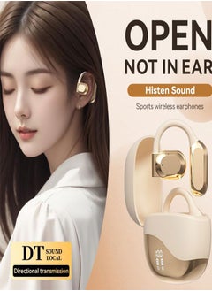 Monster Open Bone Conduction True Wireless Bluetooth Headset, New Earbuds for Comfortable Wearing with Microphone, Noise Cancellation, Waterproof, Apricot  - Image 2