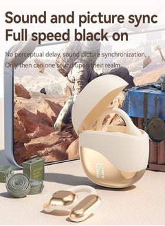 Monster Open Bone Conduction True Wireless Bluetooth Headset, New Earbuds for Comfortable Wearing with Microphone, Noise Cancellation, Waterproof, Apricot  - Image 5