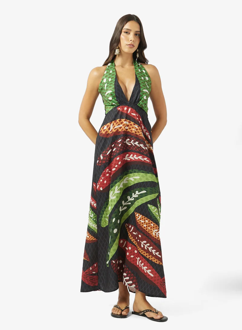 سولايرا Halter Neck Print Dress