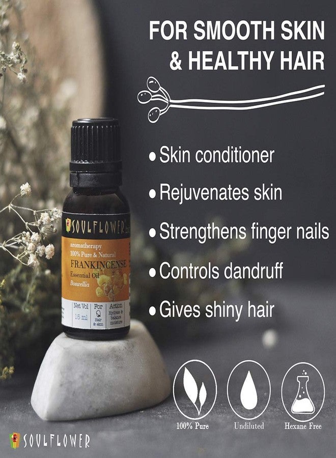 Soulflower Frankincense Essential Oil | 100% Pure, Natural and Undiluted for Hair, Skin and Face | Moisturizing & Hydrating Properties (15ml each with dropper) - Pack of 2 - Image 2