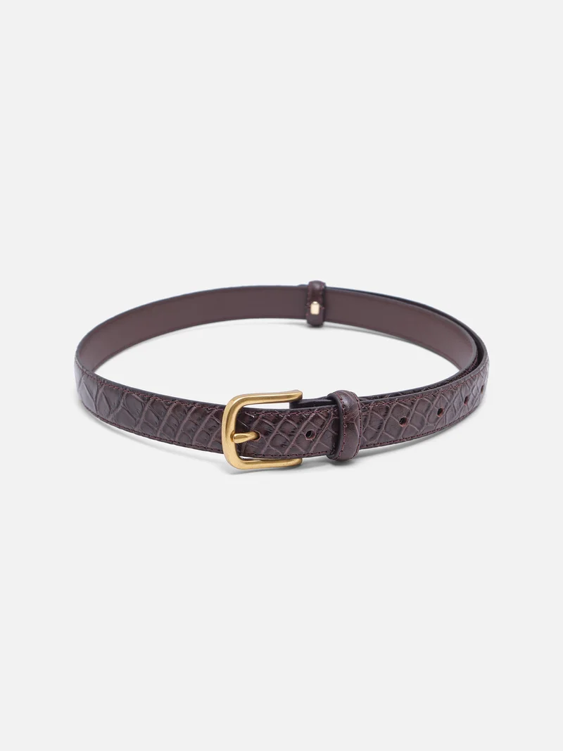 Lichi Textured leather slim belt