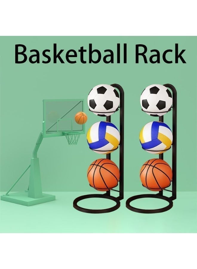 CKIKH three-tier ball storage rack, soccer ball rack, garage ball storage rack, ball holder, durable display rack, suitable for basketballs, soccer balls and volleyballs, sturdy metal material, suitable for home and garage use. - Image 3