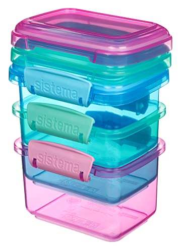 Sistema 3Piece Food Storage Containers with Lids for Lunch Meal Prep and Leftovers Dishwasher Safe 16Cup BlueGreenPink - Image 3