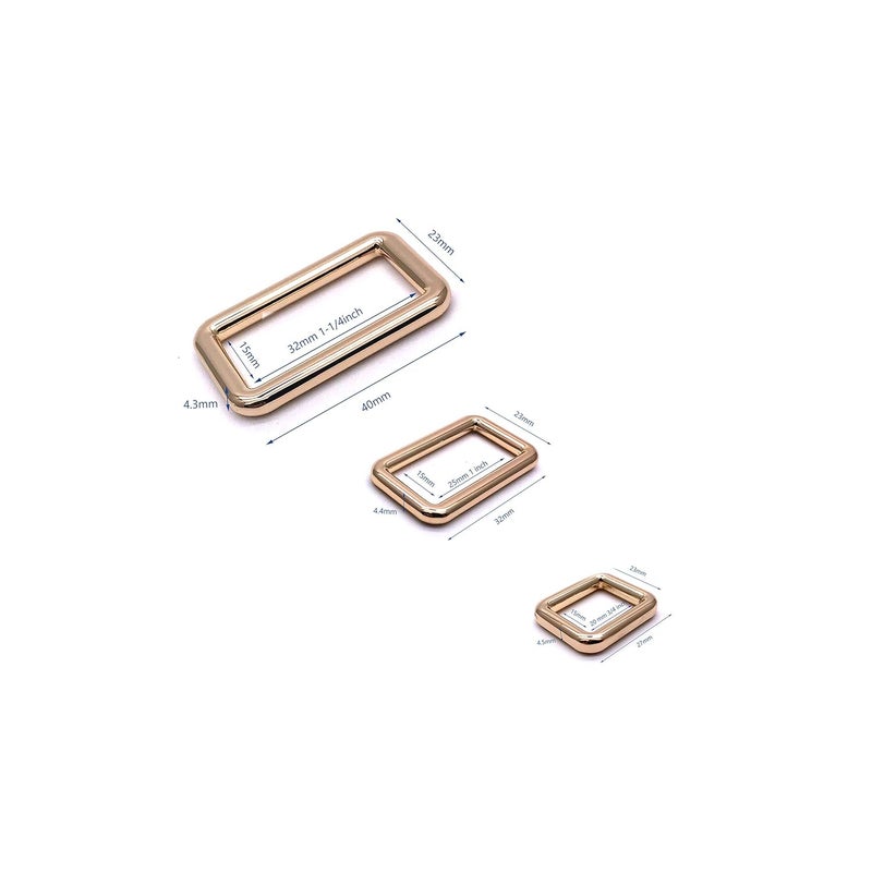 Hywei Metal Rectangle Ring Buckles Webbing Strap Loops Adjuster Snap Hook Heavy Duty Assorted Rectangle Ring for Bags Purse Handbag Making DIY Accessories 3 different sizes 20mm 25mm 32mm 20pcs Gold Buckles  - Image 2