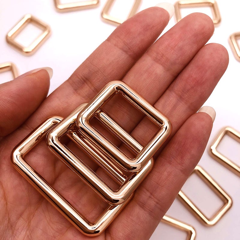 Hywei Metal Rectangle Ring Buckles Webbing Strap Loops Adjuster Snap Hook Heavy Duty Assorted Rectangle Ring for Bags Purse Handbag Making DIY Accessories 3 different sizes 20mm 25mm 32mm 20pcs Gold Buckles  - Image 1