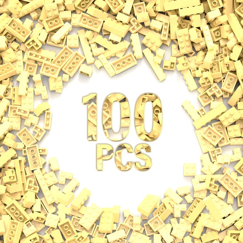 YUJHITP 100 Piece Classic Building Blocks Compatible with Lego Parts and Pieces Tan 12 Size A0001 - Image 3