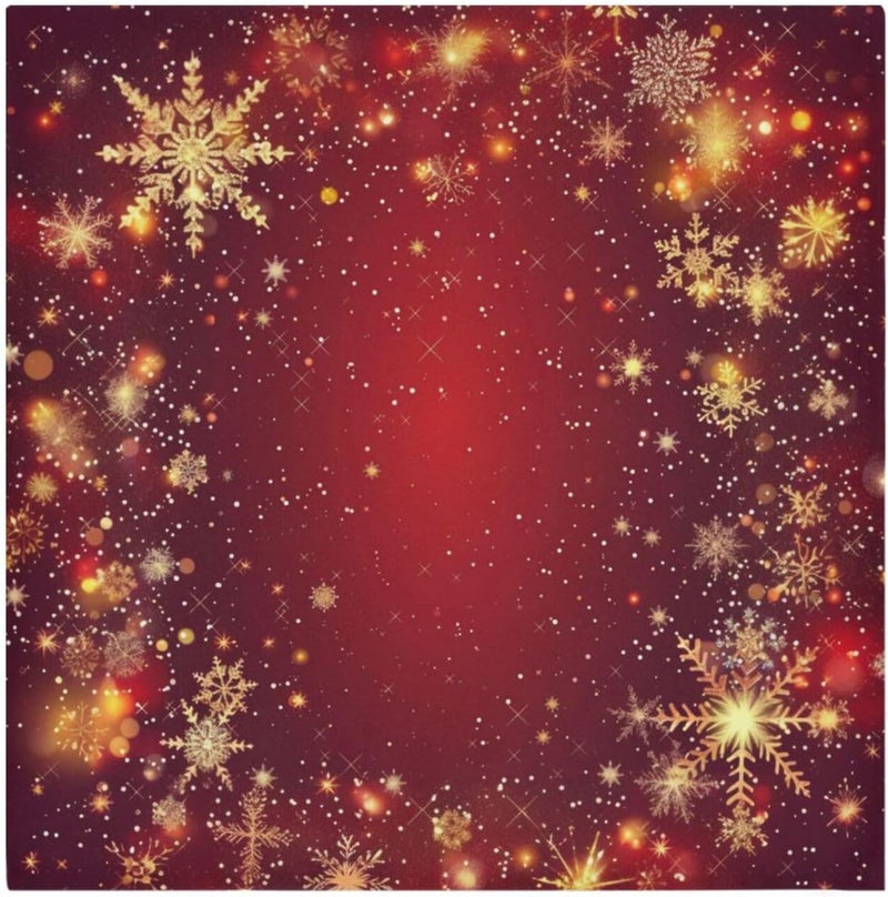 senya Christmas Cloth Napkin Red Christmas Stars Snowflakes Cloth Napkin Set of 6 Washable Reusable Polyester Table Napkins for Family Dinner Party Holiday - Image 1