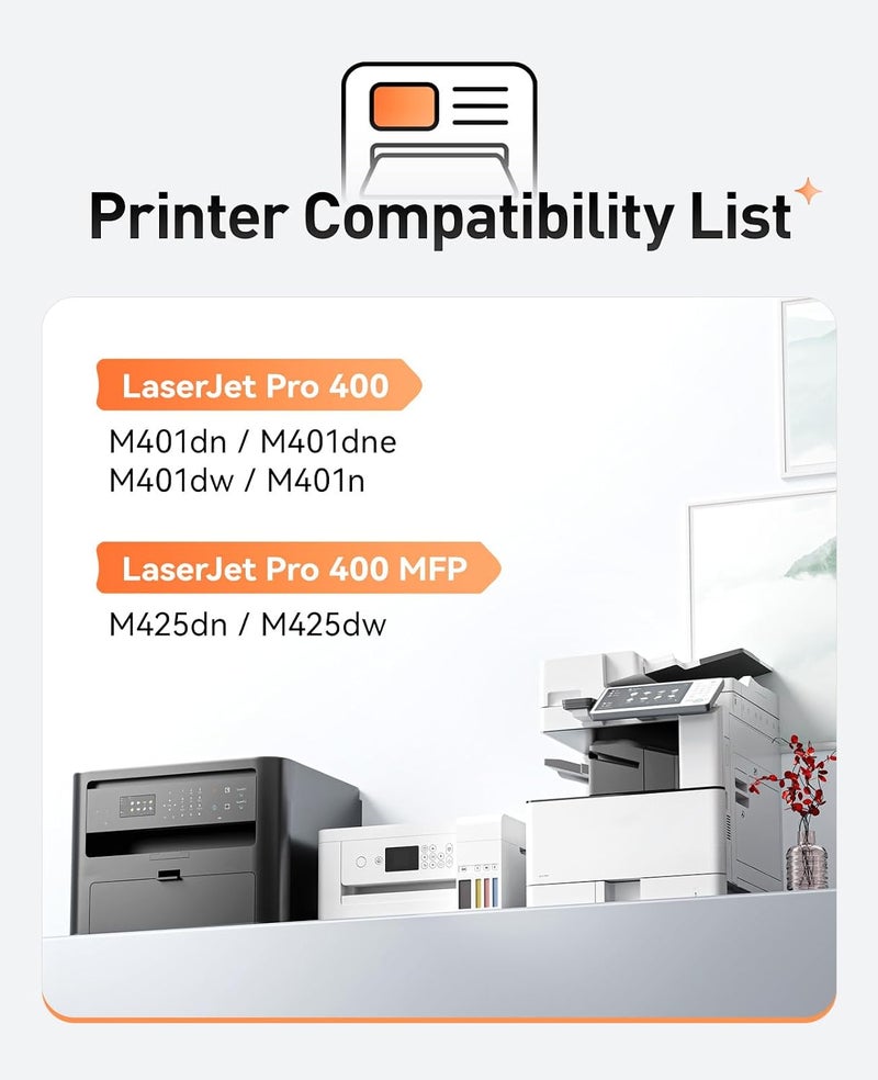 Zstint 80A Black Toner Cartridge High Yield Compatible with HP 80A CF280A 80X CF280X for HP Pro 400 M401dn M401dne M401dw M401n MFP M425dn M425dw Series Printer Drum All-in-One Ink High Yield(2-Pack) - Image 2