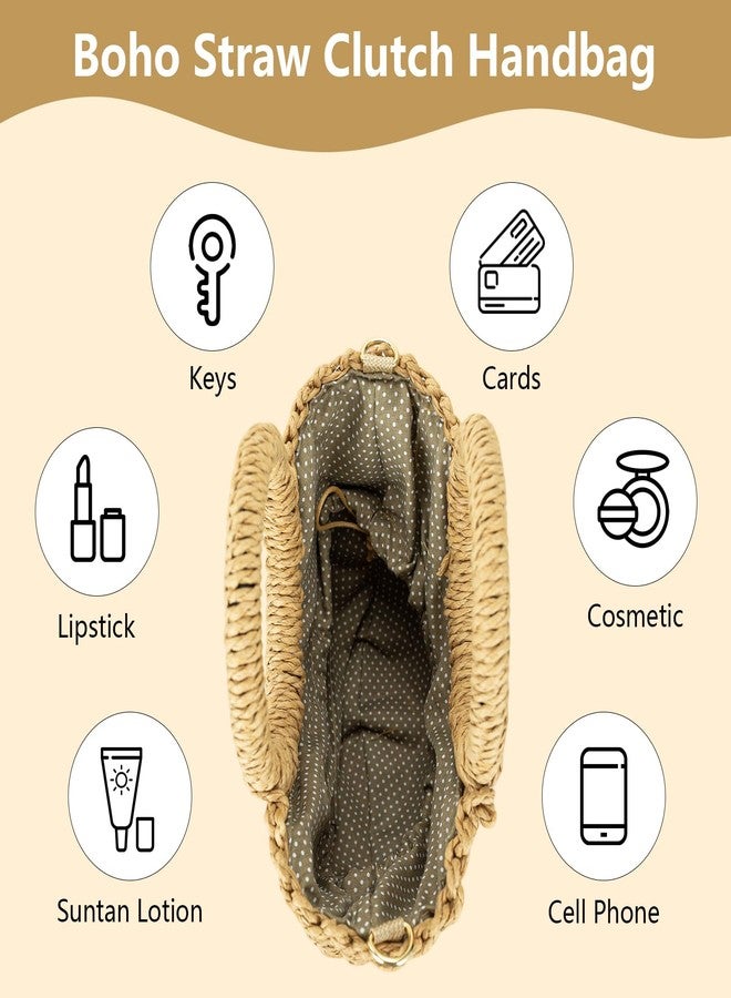 Gets Straw Woven Tote Bags for Women Rattan Purse Handbag Crossbody Bag Bohemian Vintage Weave Tote Summer Beach Carrying Shoulder Bag (Coffee) - Image 5
